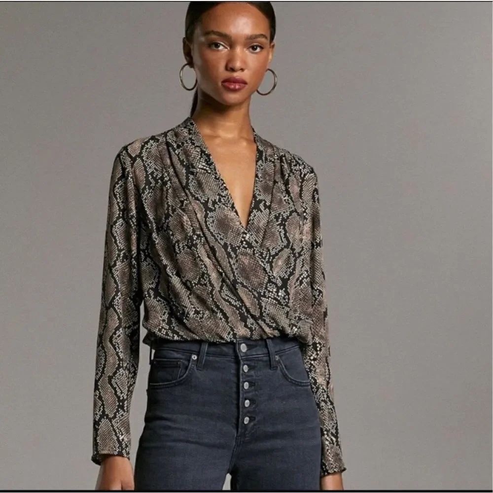 Aritzia Babaton Ambrose Snakeskin Wrap Bodysuit XS